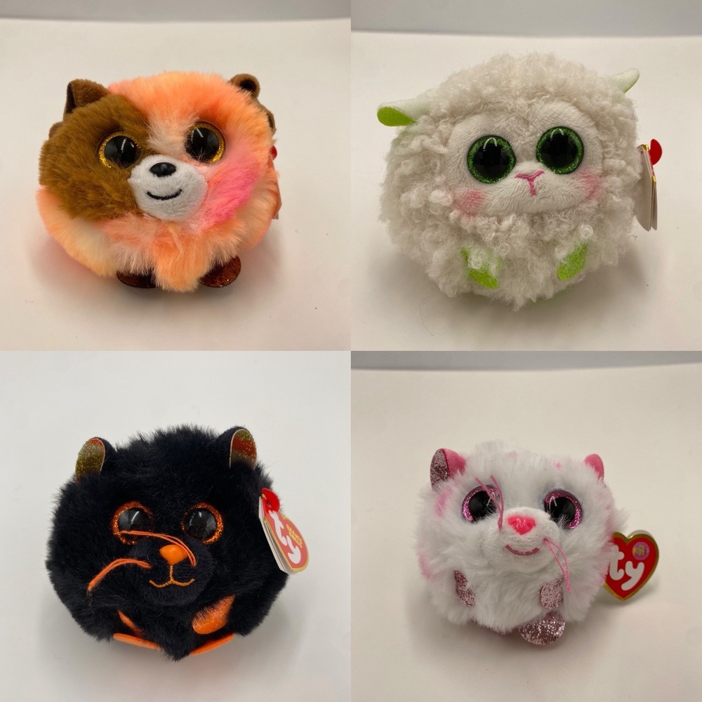 Lot Of 4 TY Puffies- Mandarin The Cat, Baasby The Sheep, Tador & Mystic The Cats